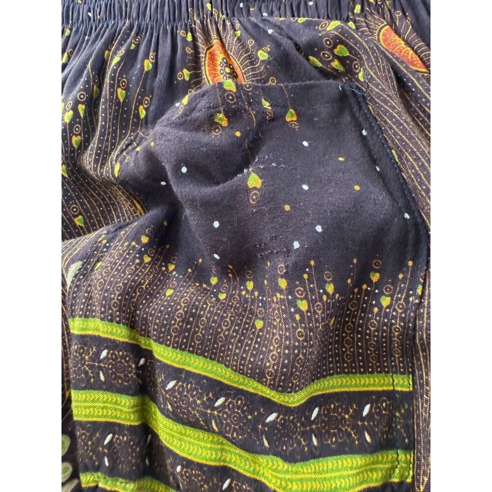 Bangkok Pants Smocked Waist Rayon Harem Pants One Size Boho Festival Yoga Travel - Picture 9 of 9